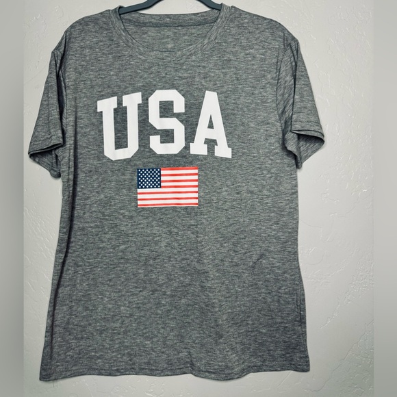 Classic USA Patriotic Graphic Tee Gray Dream Knit SZ Medium - Picture 4 of 12